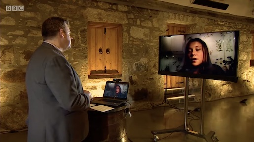 The BBC's Kevin Keane interviewing Greta Thunberg